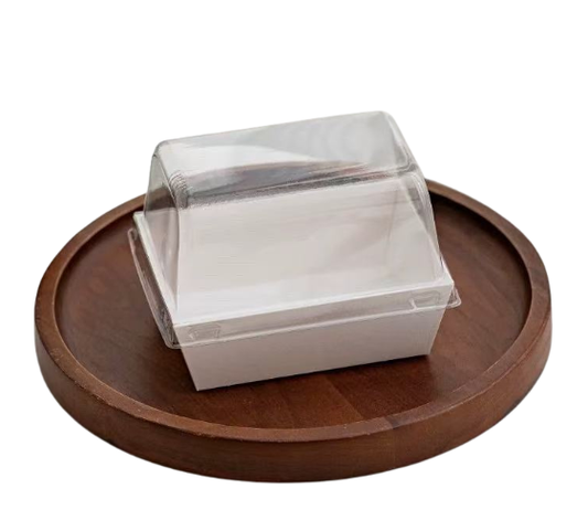 12.3 x 9.3 x8cmH Rect White Swiss Roll with Clear PET