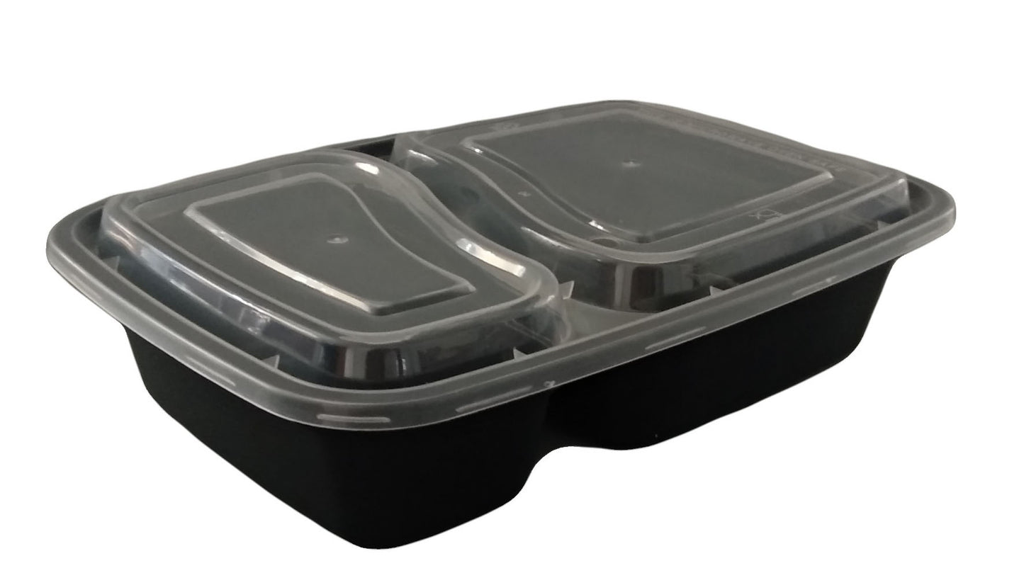 2/3/4 Compartment Clastic Container Set Black