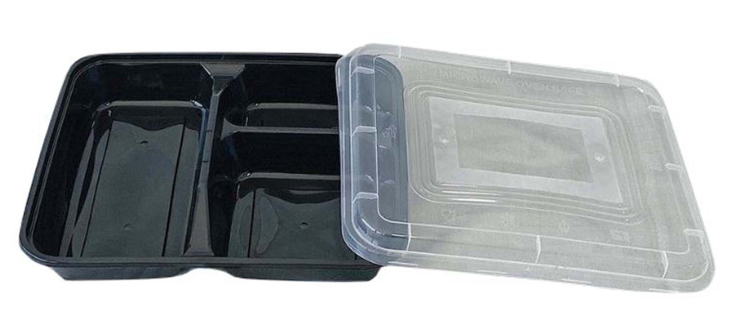 2/3/4 Compartment Clastic Container Set Black