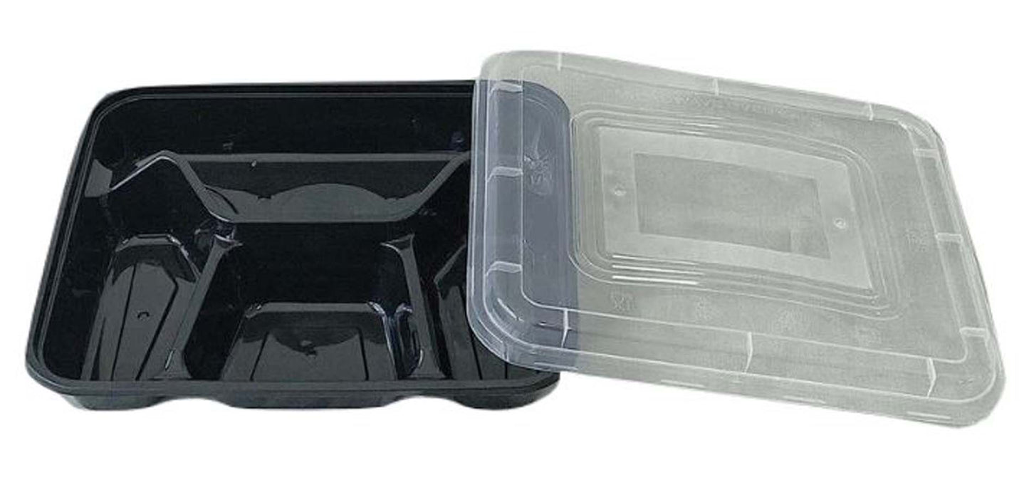 2/3/4 Compartment Clastic Container Set Black