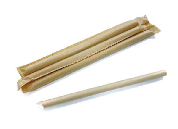Paper Bubble Tea Drinking Straws Kraft Wrapped