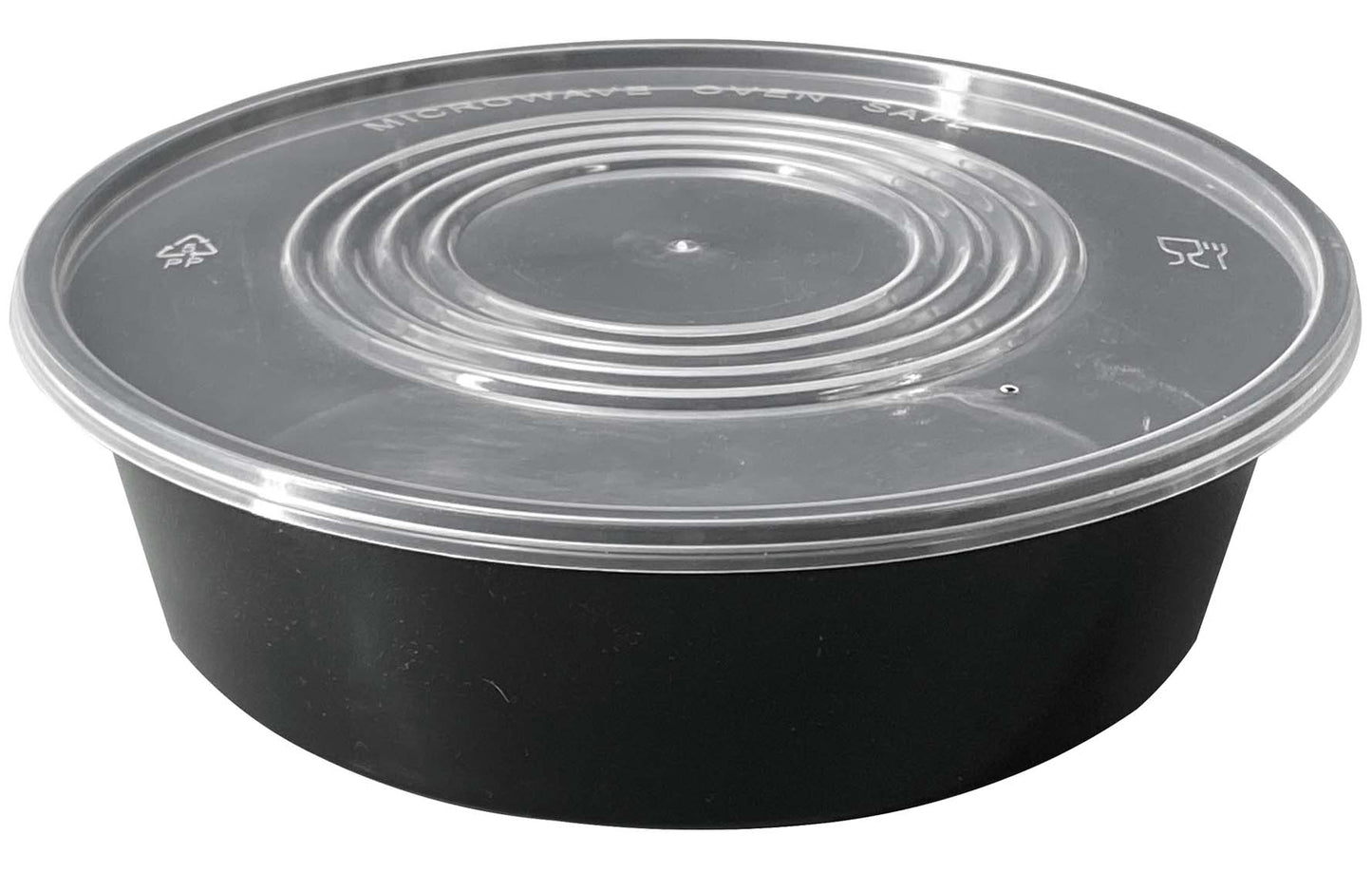 2500ml Round Plastic Container Set BLACK/CLEAR