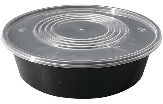 2500ml Round Plastic Container Set BLACK/CLEAR