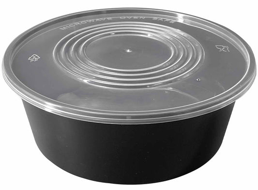 3000ml Round Plastic Container Set BLACK/CLEAR